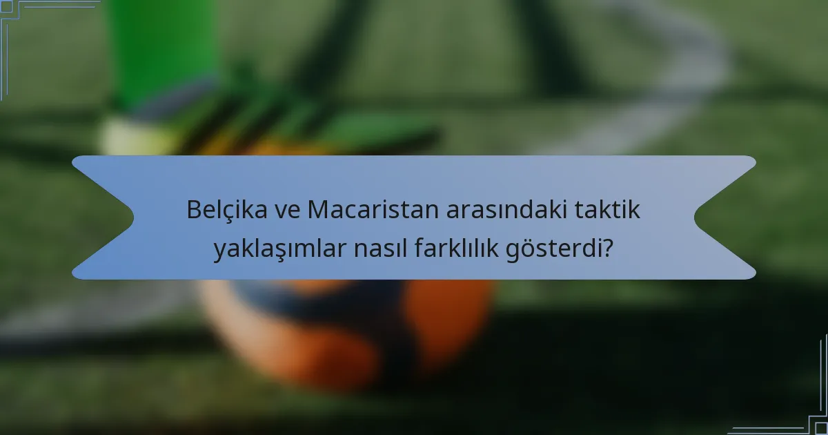 Belçika ve Macaristan arasındaki taktik yaklaşımlar nasıl farklılık gösterdi?