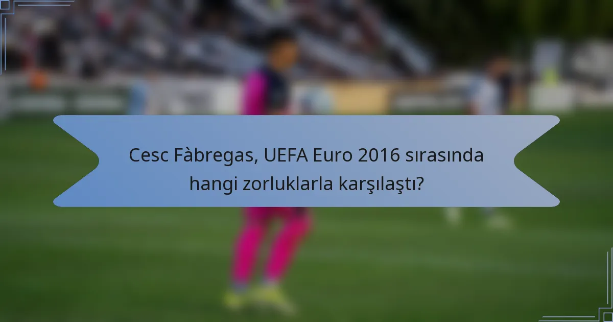 Cesc Fàbregas, UEFA Euro 2016 sırasında hangi zorluklarla karşılaştı?