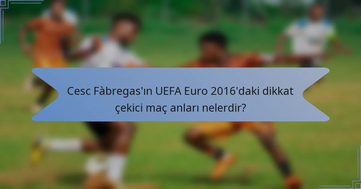 Cesc Fàbregas'ın UEFA Euro 2016'daki dikkat çekici maç anları nelerdir?