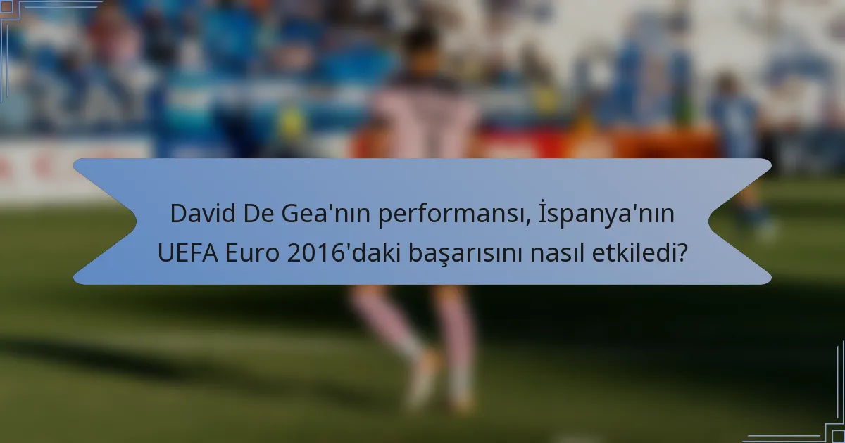 David De Gea'nın performansı, İspanya'nın UEFA Euro 2016'daki başarısını nasıl etkiledi?