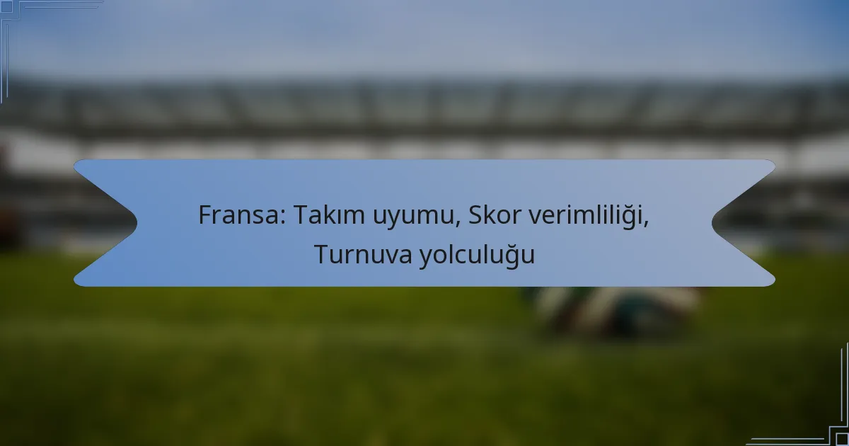 Fransa: Takım uyumu, Skor verimliliği, Turnuva yolculuğu