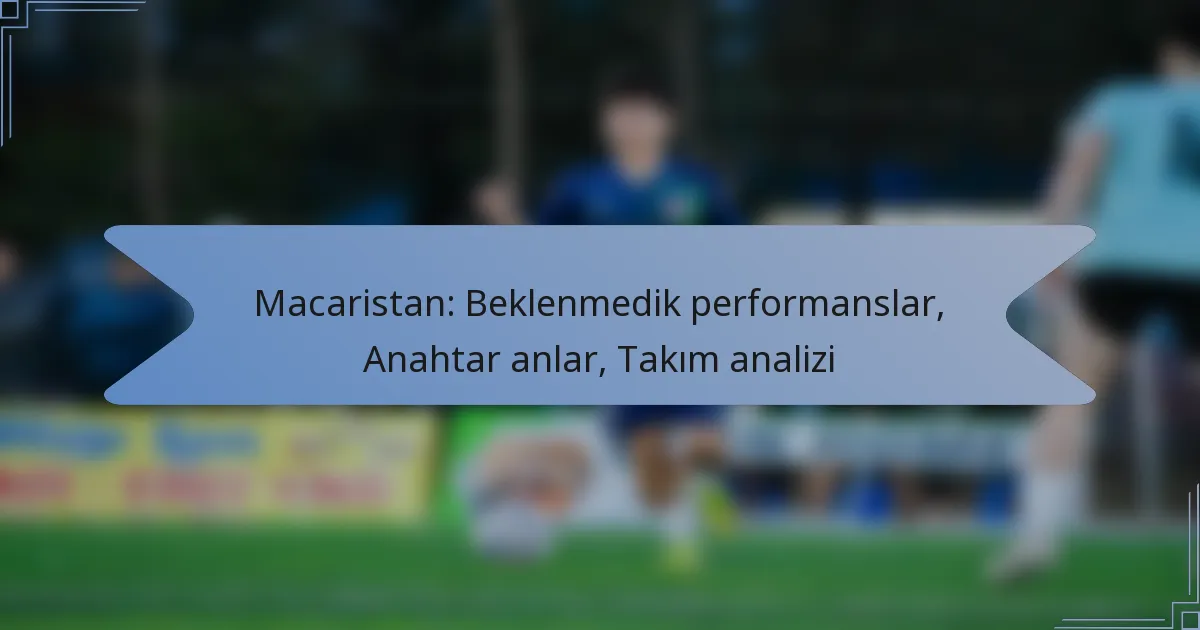 Macaristan: Beklenmedik performanslar, Anahtar anlar, Takım analizi