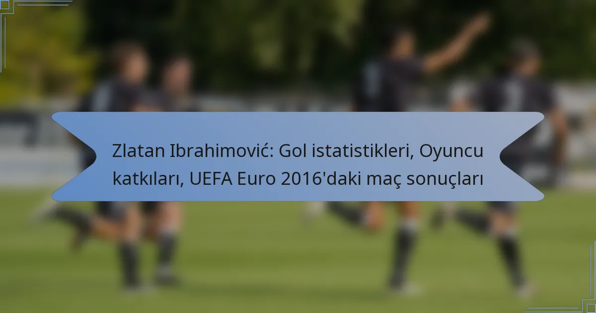 Zlatan Ibrahimović: Gol istatistikleri, Oyuncu katkıları, UEFA Euro 2016’daki maç sonuçları