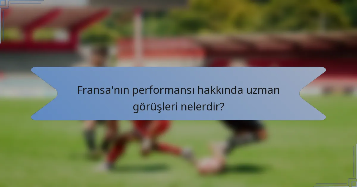 Fransa'nın performansı hakkında uzman görüşleri nelerdir?