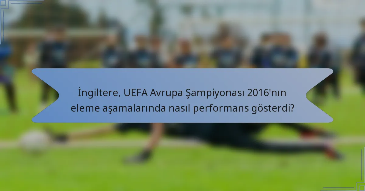 İngiltere, UEFA Avrupa Şampiyonası 2016'nın eleme aşamalarında nasıl performans gösterdi?