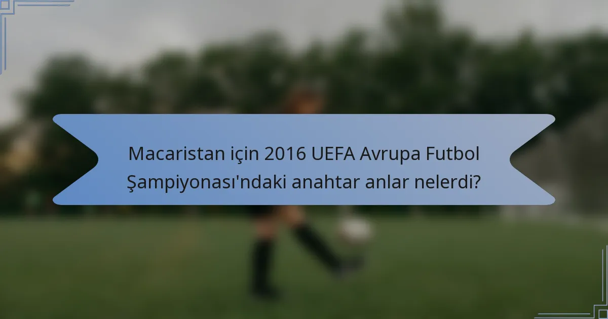 Macaristan için 2016 UEFA Avrupa Futbol Şampiyonası'ndaki anahtar anlar nelerdi?