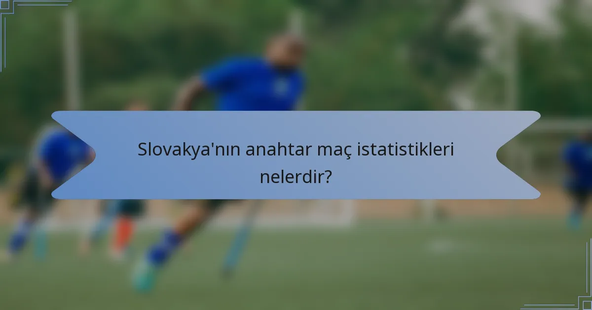 Slovakya'nın anahtar maç istatistikleri nelerdir?