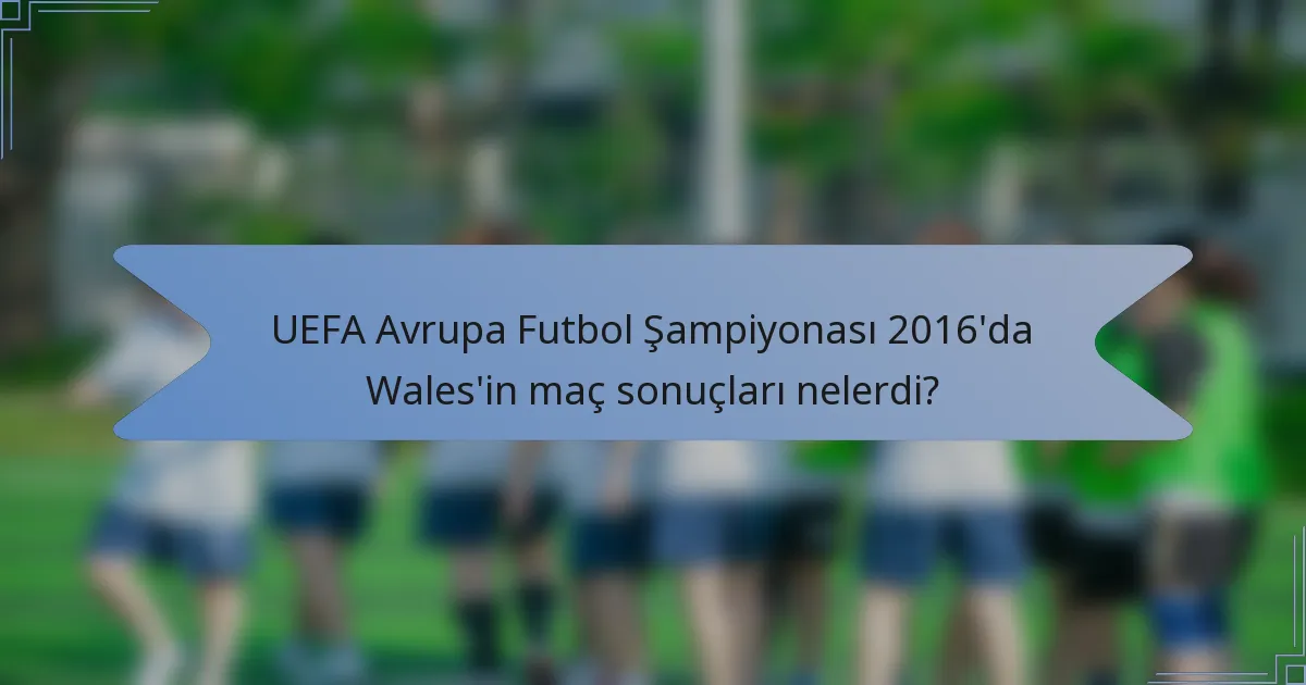 UEFA Avrupa Futbol Şampiyonası 2016'da Wales'in maç sonuçları nelerdi?