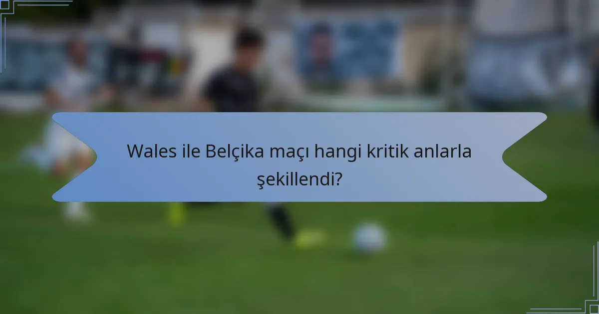 Wales ile Belçika maçı hangi kritik anlarla şekillendi?
