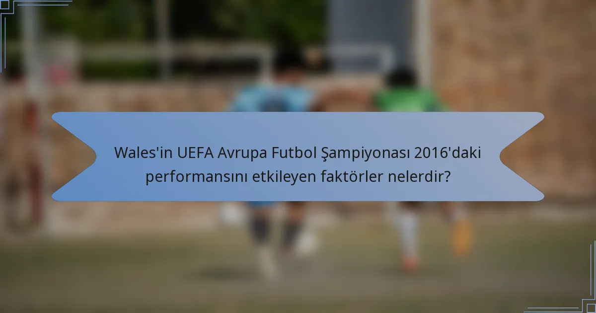 Wales'in UEFA Avrupa Futbol Şampiyonası 2016'daki performansını etkileyen faktörler nelerdir?