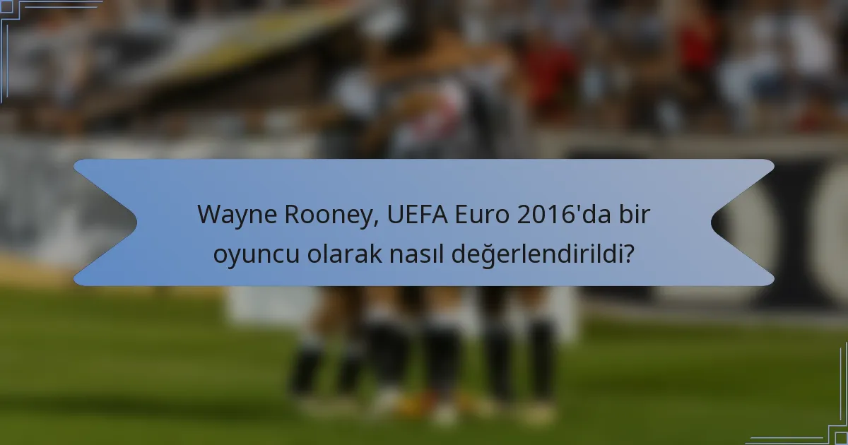Wayne Rooney, UEFA Euro 2016'da bir oyuncu olarak nasıl değerlendirildi?